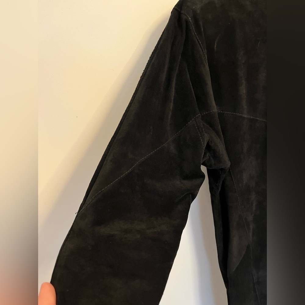First in Leather Genuine Black Suede Dress Minimalist Structured Style Size 8 - Picture 8 of 10